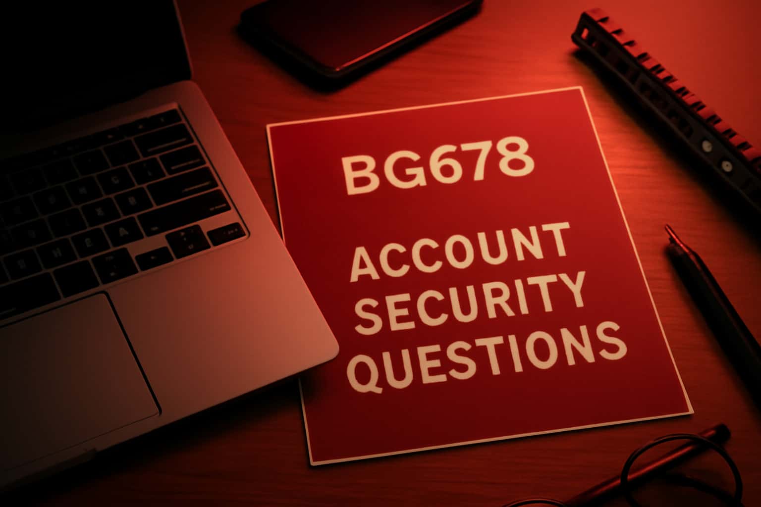 An informative scene depicting BG678 Account Security Questions.