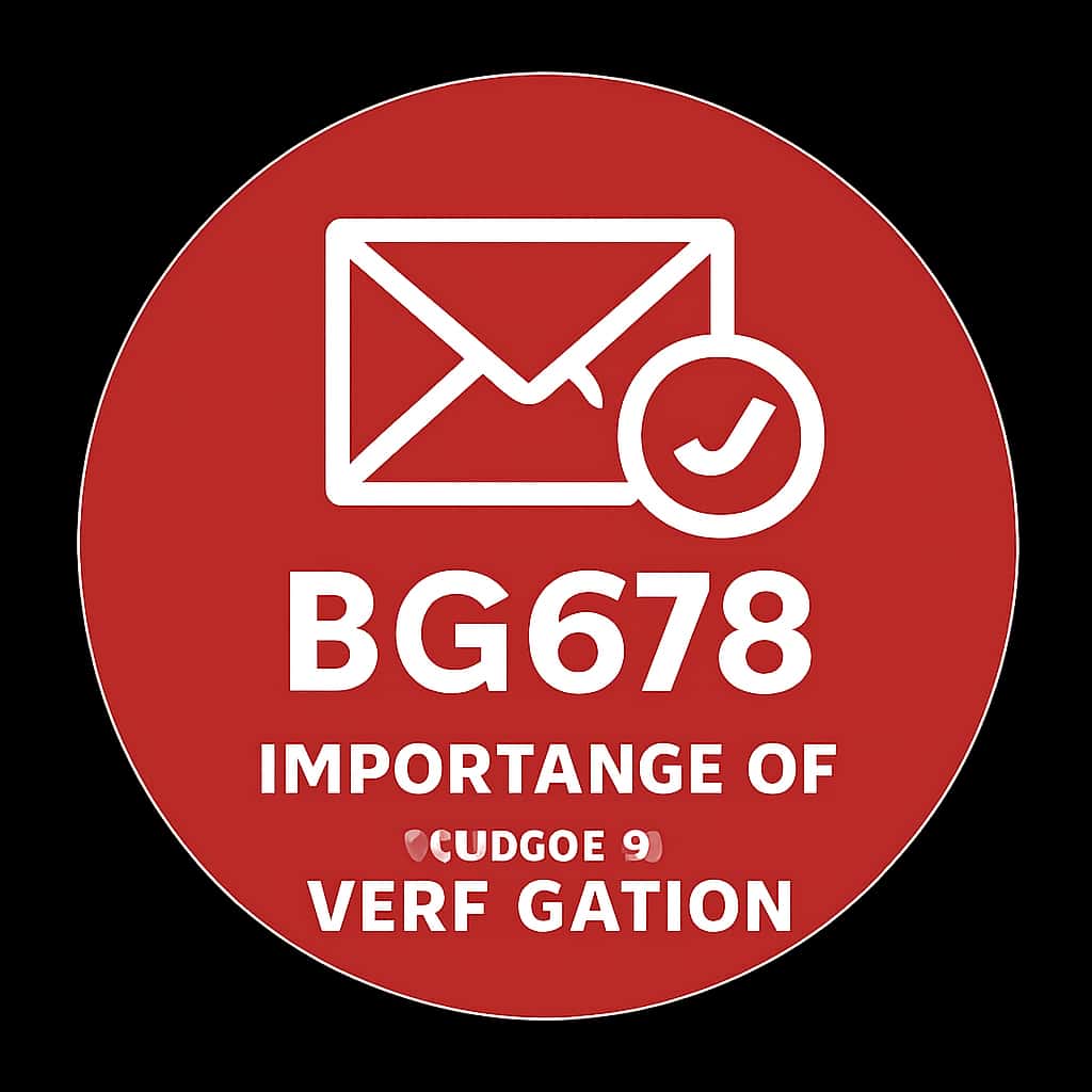A professional badge emphasizing the importance of email verification for BG678.