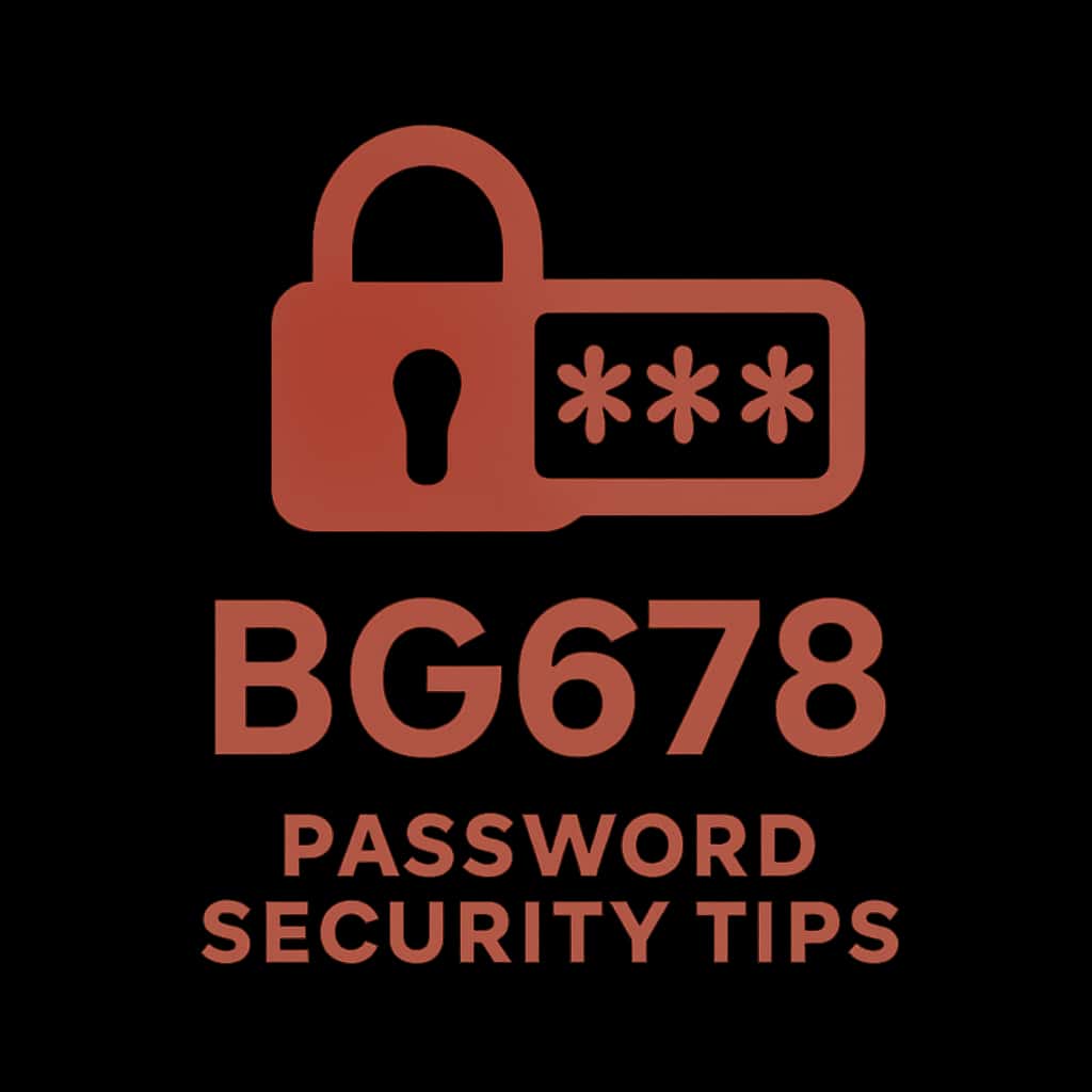 A badge design for BG678 Password Security Tips.